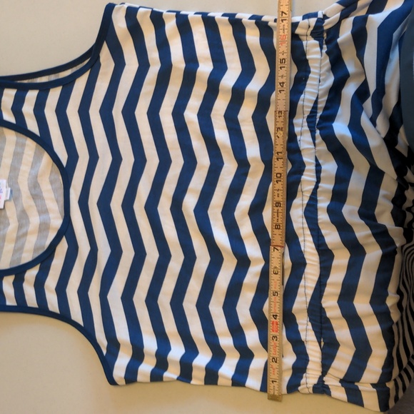 Lularoe Women's Size XL Navy White Chevron Stripe Nautical Sleeveless Dress New - Picture 9 of 9